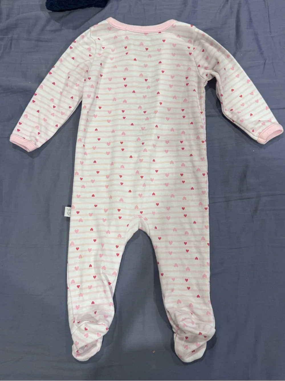 Pink Heart-Print Footed One-Piece for Babies